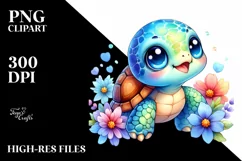 Colorful Baby Turtle | Sublimation Clipart Product Image 1