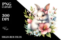 Baby Bunny on a Spring Flower, PNG Product Image 2