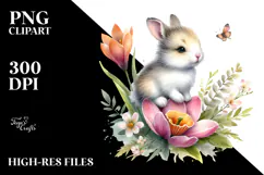 Baby Bunny on a Spring Flower, PNG Product Image 2