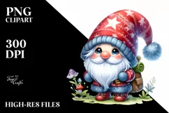 Colorful Gnome with Autumn Leaves PNG Product Image 1