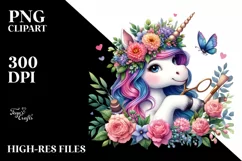 Cute Vibrant Unicorn Clipart, High-Resolution PNG Product Image 3