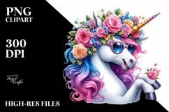 Cute Vibrant Unicorn Clipart, High-Resolution PNG Product Image 3