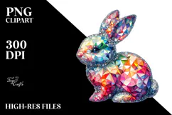 Colorful Bunny with Diamonds, Transparent PNG Product Image 2