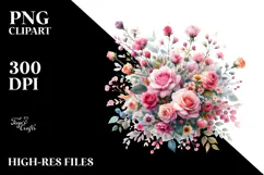 Colorful Pink Roses, Transparent PNG Product Image 2