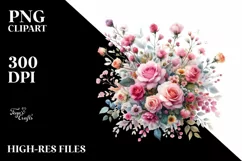 Colorful Pink Roses, Transparent PNG Product Image 1