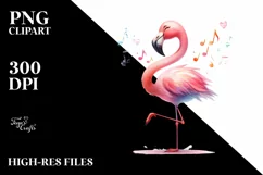Funny Flamingo Dance | Watercolor Clipart Product Image 3