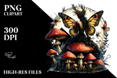 Gothic Fairy on a Mushroom, PNG Product Image 2
