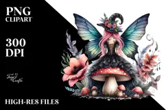 Gothic Fairy on Mushroom PNG Product Image 2