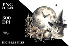 Vintage Witch with Cat, PNG Product Image 2