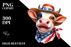 Cow Portrait Sun Hat USA Flag Colors Product Image 1