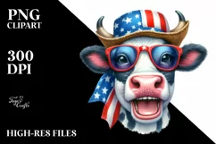 Cow Portrait Sun Hat USA Flag Colors Product Image 3