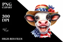 Cow Portrait Sun Hat USA Flag Colors Product Image 3