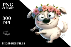 Playful Dog with Flower Crown, High-Res PNG Product Image 2