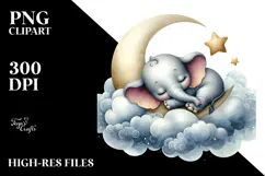 Whimsical Watercolor Baby Elephant PNG Product Image 2