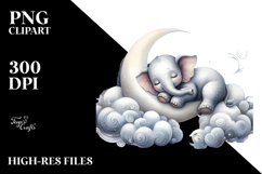 Whimsical Watercolor Baby Elephant PNG Product Image 2
