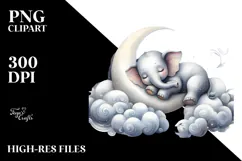 Whimsical Watercolor Baby Elephant PNG Product Image 2