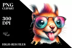 Whimsical Cute Squirrel Portrait | Sunglasses | Tongue Product Image 1