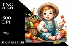 Baby with Basket of Vegetables | Sublimation | Clipart Product Image 3