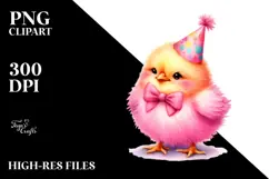 Colorful Chicken with Party Hat PNG Product Image 2