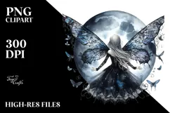 Gothic Fairy on Moon PNG Product Image 2