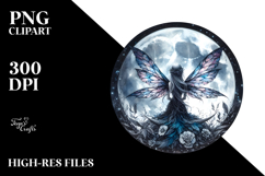 Gothic Fairy on Moon PNG Product Image 2
