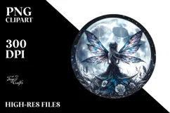Gothic Fairy on Moon PNG Product Image 2