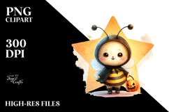 Cute Baby Bee on Star for Halloween PNG Product Image 2