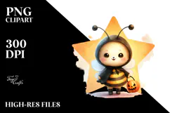 Cute Baby Bee on Star for Halloween PNG Product Image 2