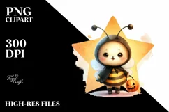 Cute Baby Bee on Star for Halloween PNG Product Image 3