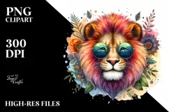 Vibrant Cute Lion Portrait | Sunglasses | Smiling Product Image 3