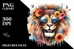 Vibrant Cute Lion Portrait | Sunglasses | Smiling Product Image 1