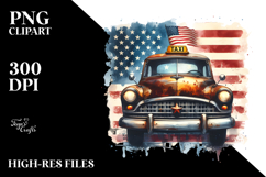Vintage Rusted Taxi Stars USA Flag Clipart Product Image 2