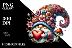 Valentines Gnome with Victory Sign, PNG Product Image 2