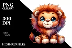 Vibrant Colorful Baby Old Plush Lion | Sublimation | Clipart Product Image 1