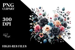 Colorful Floral Frame with Black Roses PNG Product Image 2
