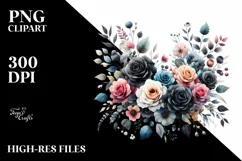 Colorful Floral Frame with Black Roses PNG Product Image 3