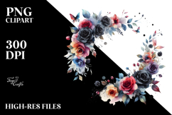 Colorful Floral Frame with Black Roses PNG Product Image 2