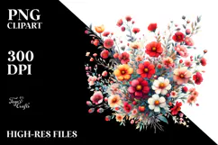 Colorful Red Flowers, Watercolor Product Image 2