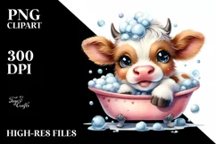 Watercolor Highland Cow Bath Tub Sticker | Sublimation | Product Image 3