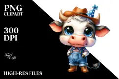 Watercolor Baby Cow Big Eyes Party Hat Boots Product Image 2