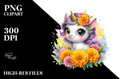 splash Cute Baby Unicorn Clipart Product Image 3