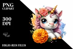 splash Cute Baby Unicorn Clipart Product Image 1