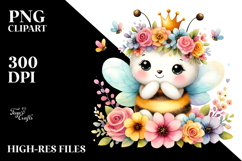 Pastel Bee Sitting | Sublimation Clipart Product Image 2