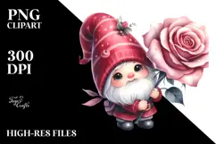 Adorable Gnome Carrying Huge Rose PNG Product Image 2
