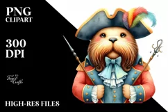 Colorful Whimsical Walrus | Wearing Musketeer Suit Product Image 3