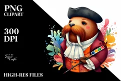 Colorful Whimsical Walrus | Wearing Musketeer Suit Product Image 3