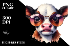 Contempt Cow with Sunglasses, PNG Product Image 2