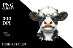 Cow with Funny Sunglasses, PNG Product Image 2