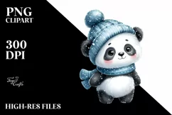 Simple Winter Baby Panda PNG Product Image 2
