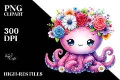 Vibrant Octopus Sitting | Sublimation Clipart Product Image 2